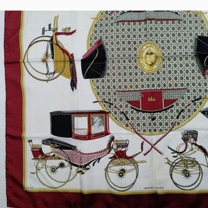 Hermes Scarf Carre 90 Bordeaux 100 percent silk